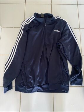 adidas Navy Track Jacket with White Shoulder Stripes